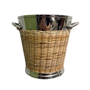 Mark & Graham Celebration Silver-Plated Stainless Steel Wicker Ice Bucket